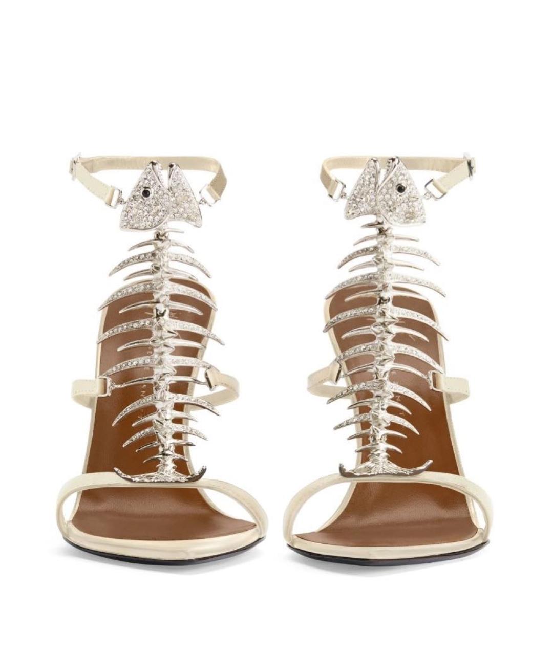 GIUSEPPE ZANOTTI DESIGN Бежевые кожаные босоножки, фото 5