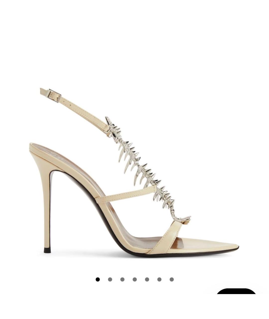 GIUSEPPE ZANOTTI DESIGN Бежевые кожаные босоножки, фото 6