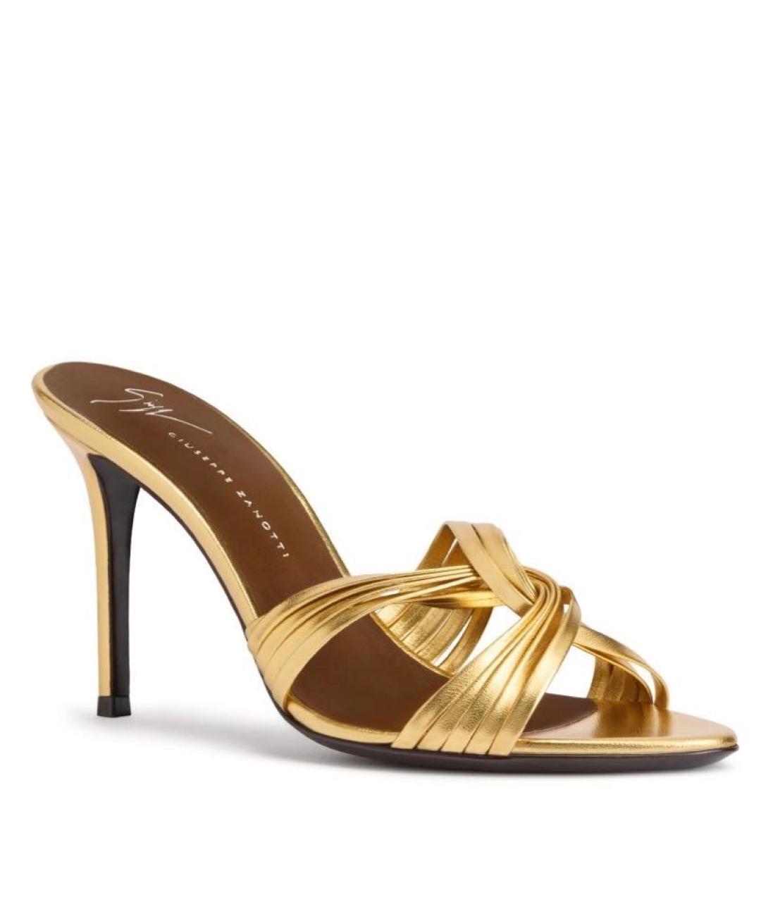 GIUSEPPE ZANOTTI DESIGN Золотые кожаные босоножки, фото 2