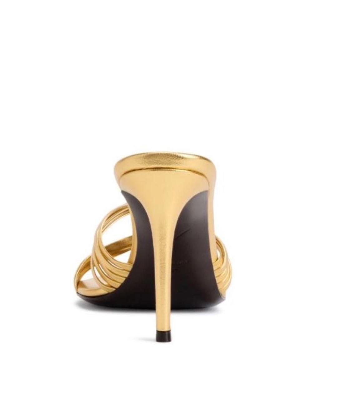 GIUSEPPE ZANOTTI DESIGN Золотые кожаные босоножки, фото 3