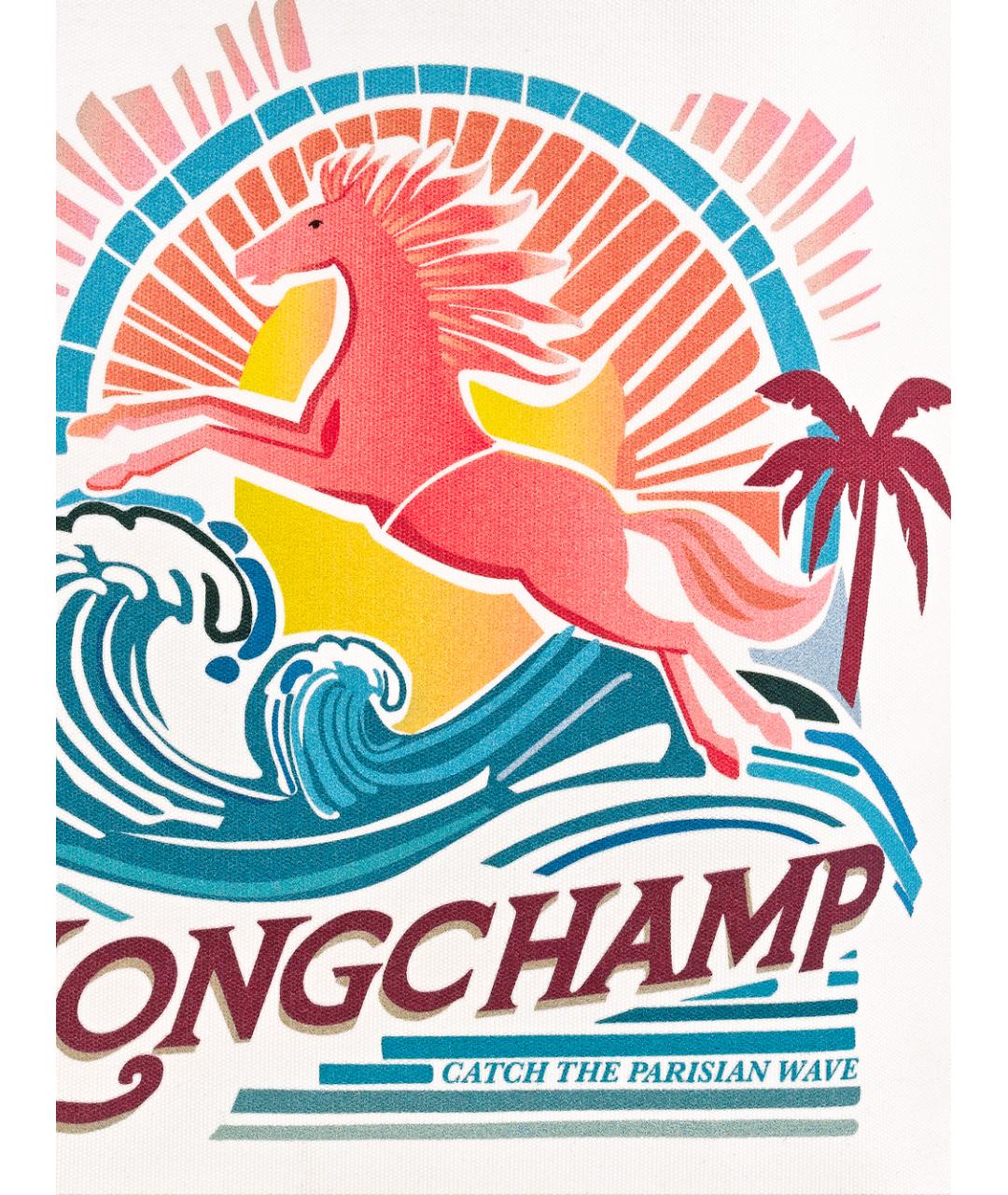 LONGCHAMP Белая хлопковая сумка тоут, фото 5