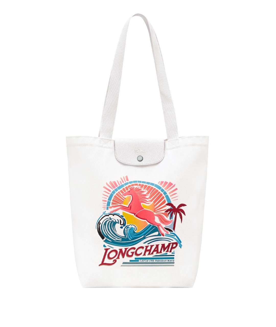 LONGCHAMP Белая хлопковая сумка тоут, фото 1