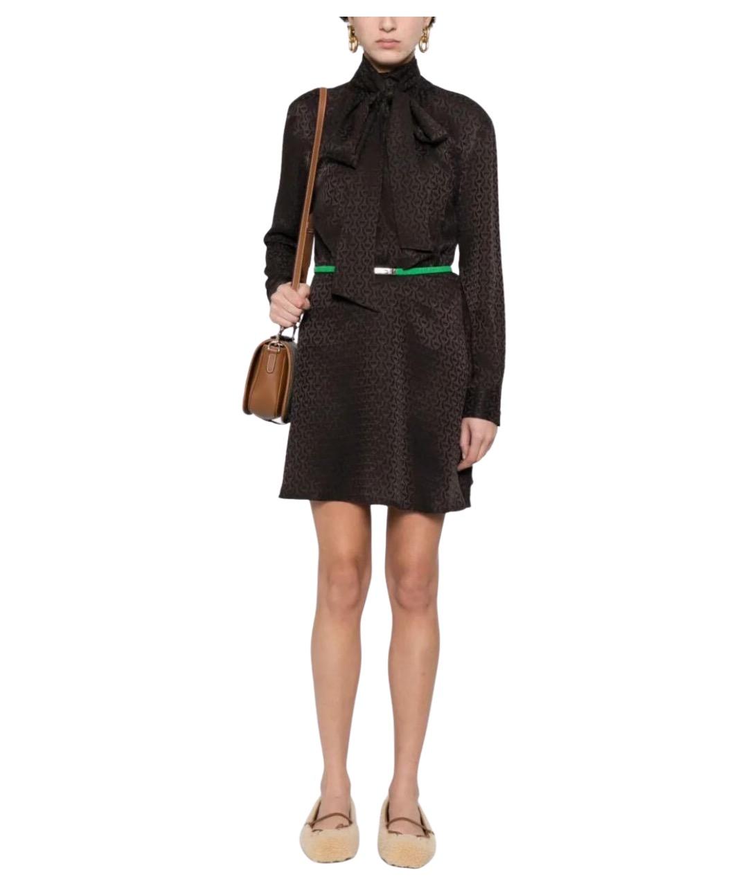 GUCCI Коричневое шелковое платье, фото 1