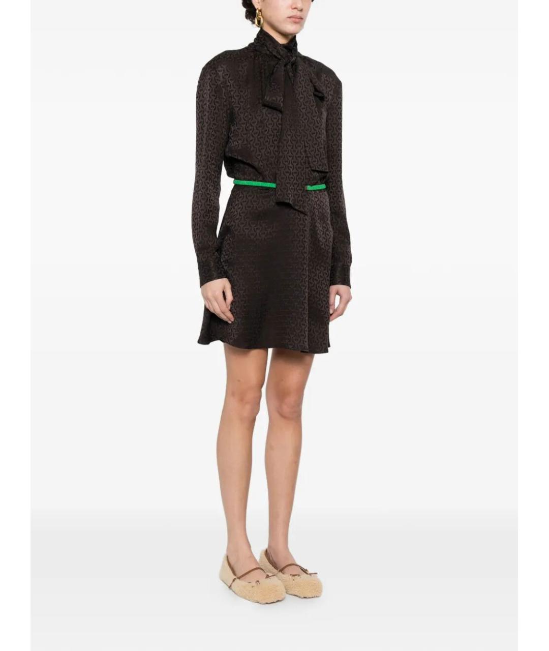 GUCCI Коричневое шелковое платье, фото 3