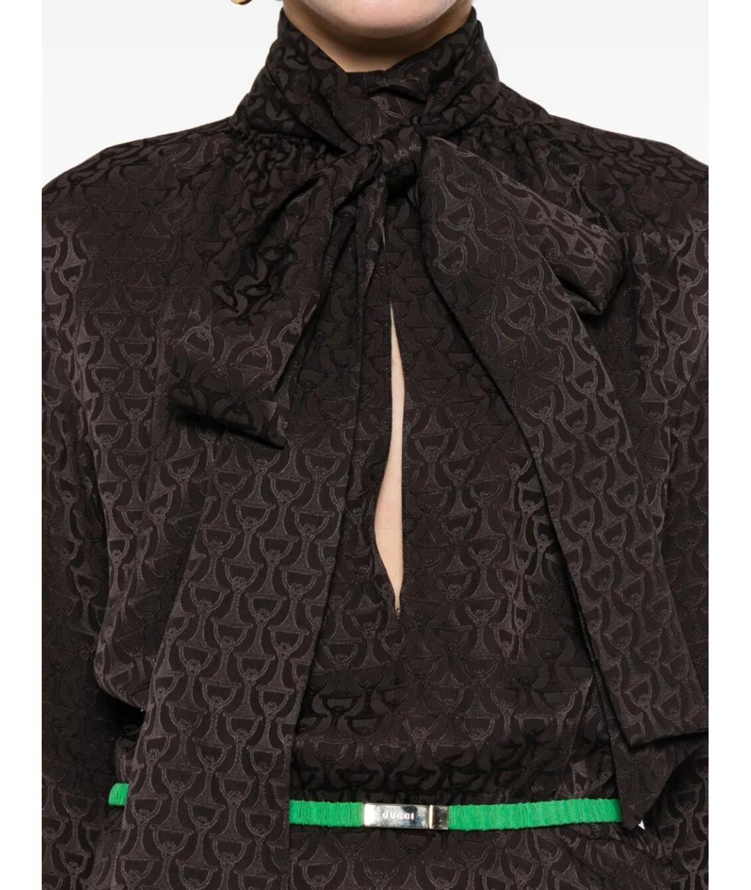 GUCCI Коричневое шелковое платье, фото 2