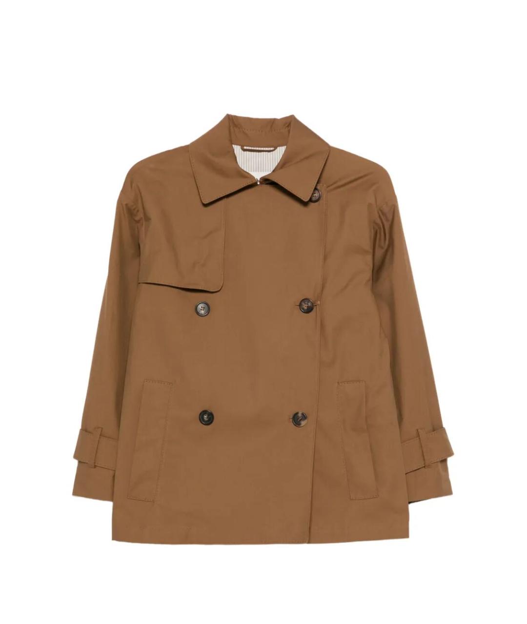 MAX MARA Коричневый хлопковый тренч/плащ, фото 1
