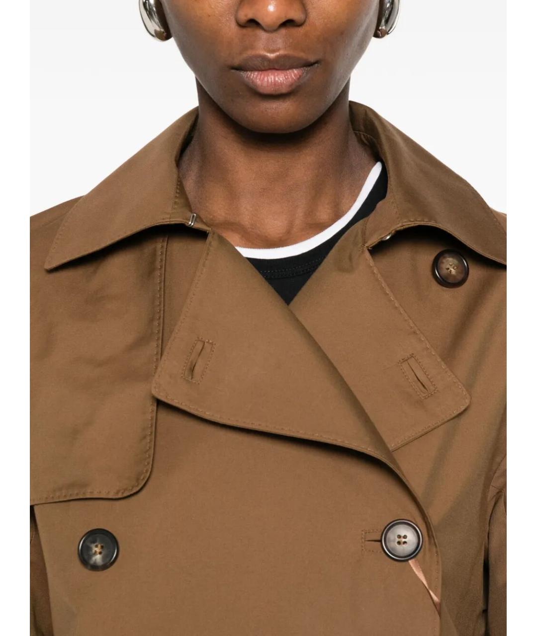 MAX MARA Коричневый хлопковый тренч/плащ, фото 4