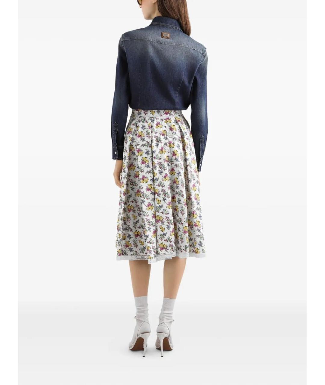 DOLCE&GABBANA Мульти хлопковая юбка миди, фото 3