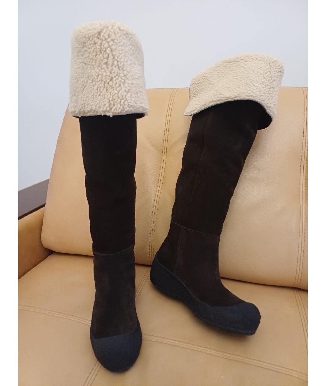 BALLY Коричневые замшевые ботфорты, фото 2