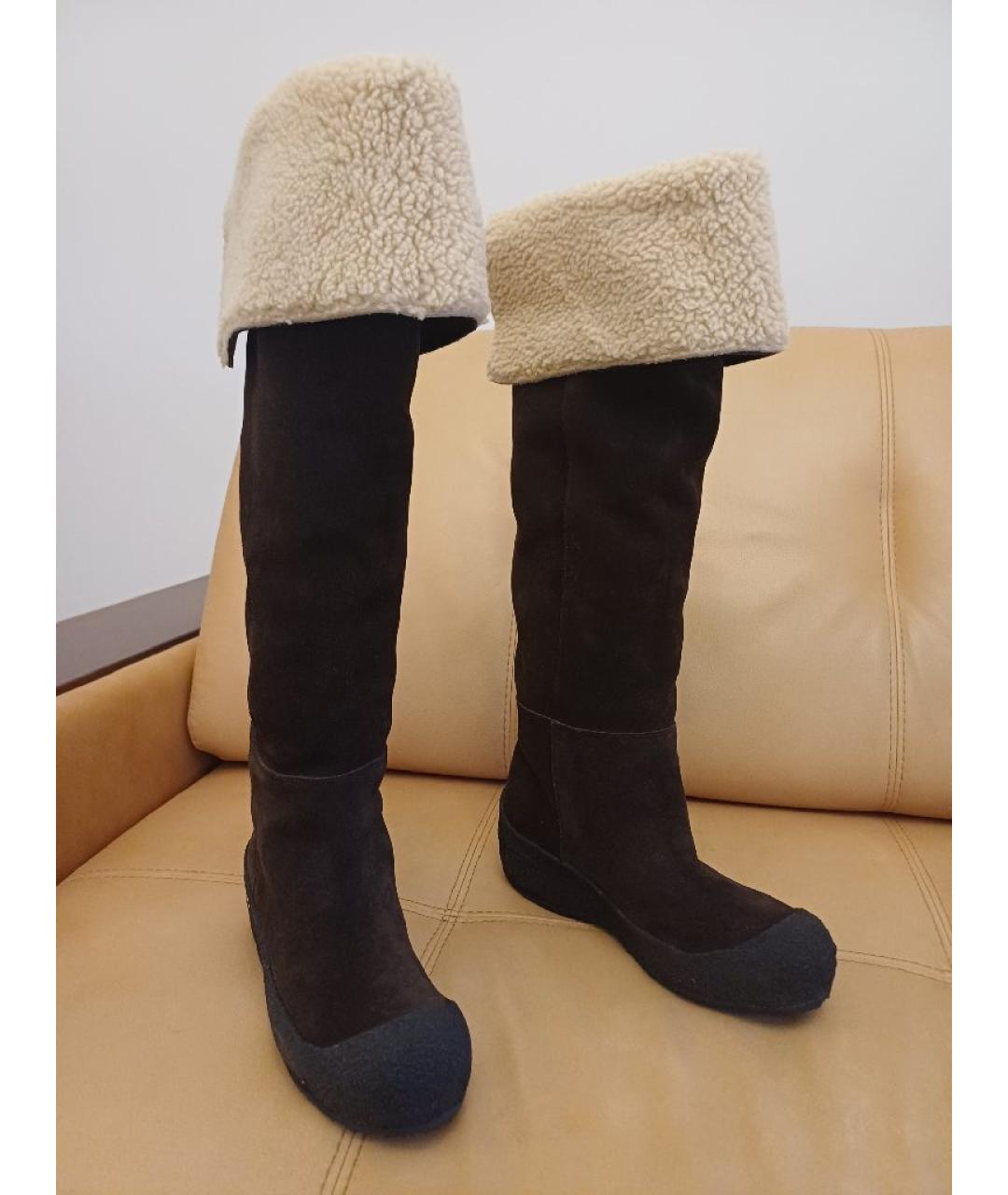 BALLY Коричневые замшевые ботфорты, фото 3