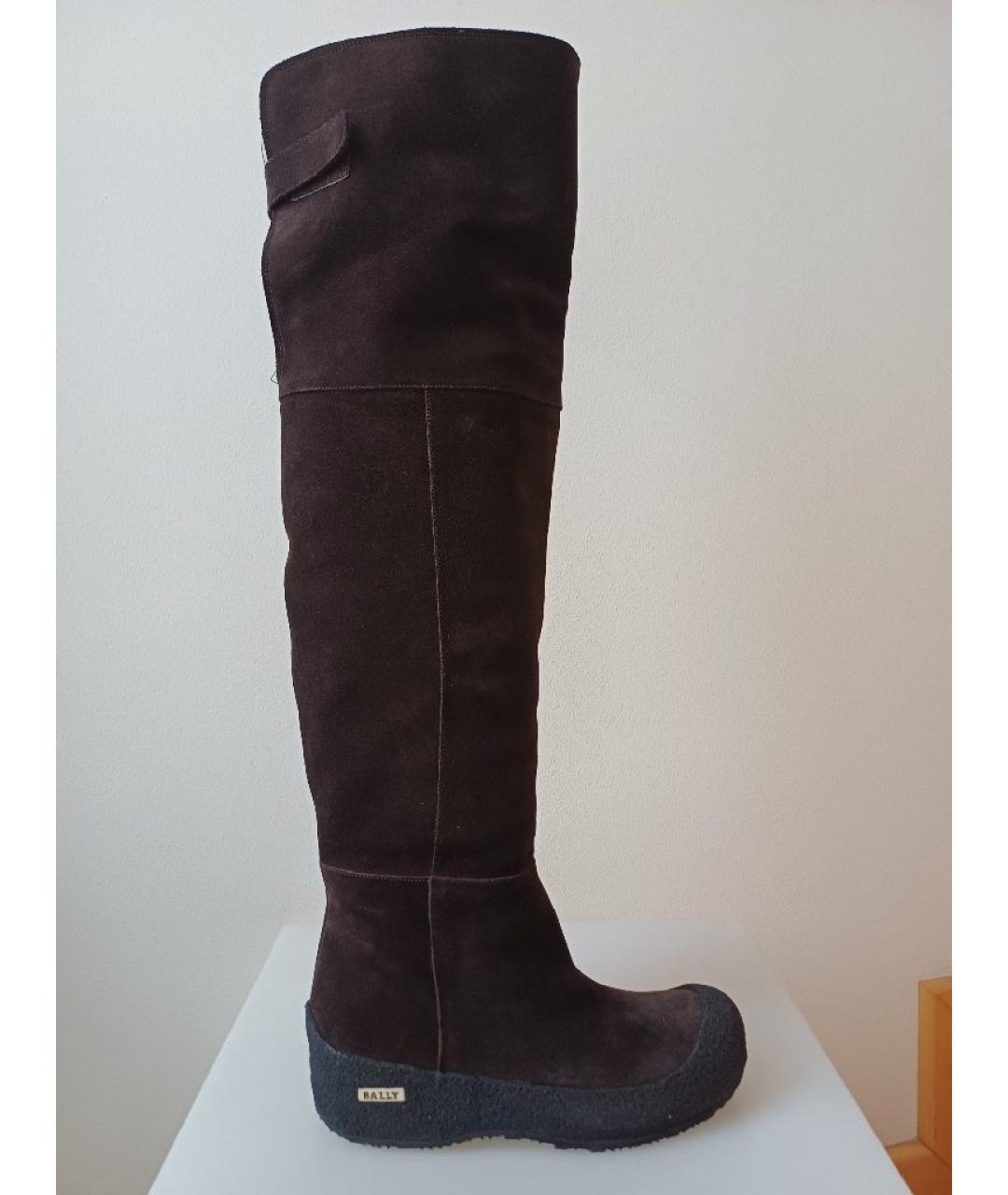 BALLY Коричневые замшевые ботфорты, фото 10