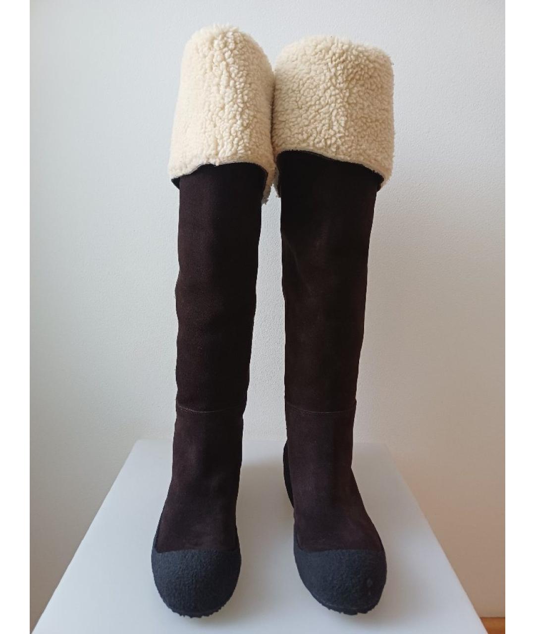 BALLY Коричневые замшевые ботфорты, фото 7
