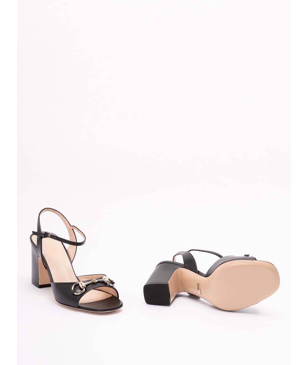 GUCCI Черные кожаные босоножки, фото 4