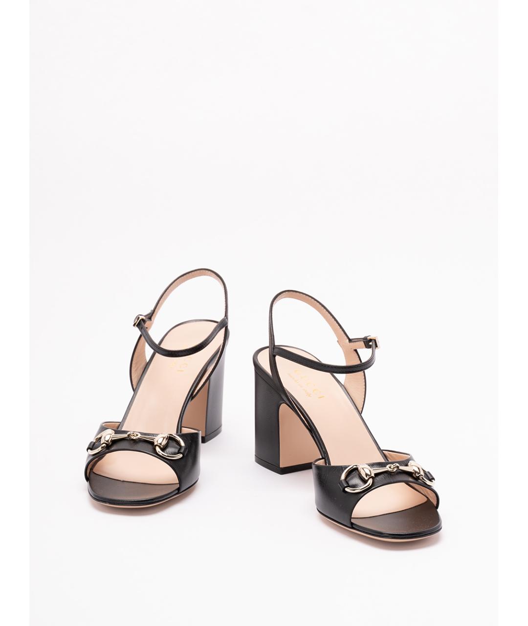 GUCCI Черные кожаные босоножки, фото 2