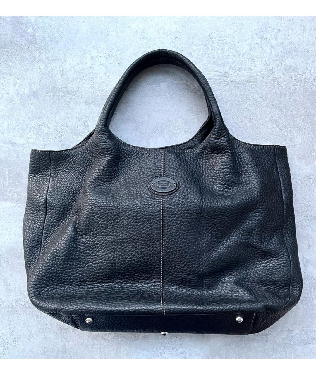 TOD'S Темно-синяя кожаная сумка с короткими ручками, фото 3