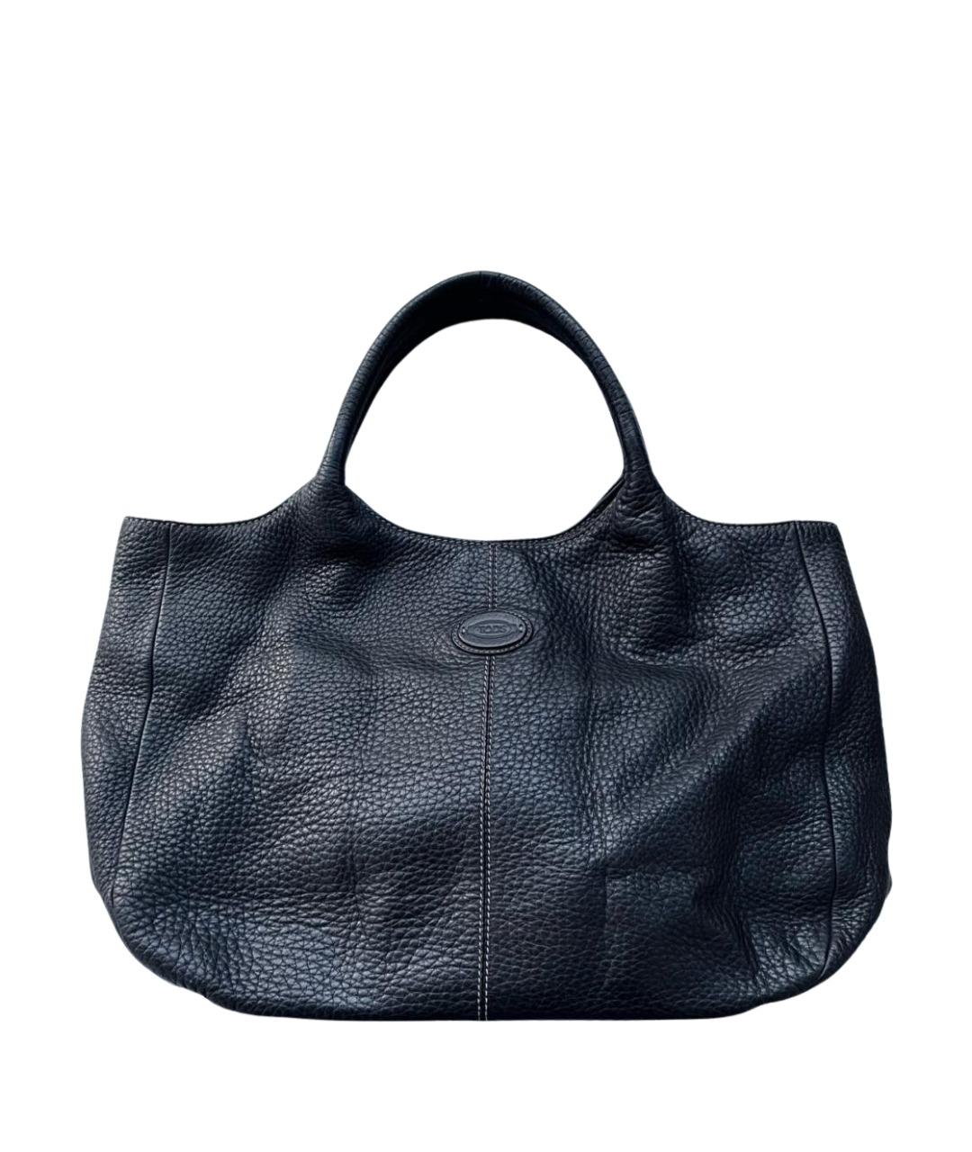 TOD'S Темно-синяя кожаная сумка с короткими ручками, фото 1