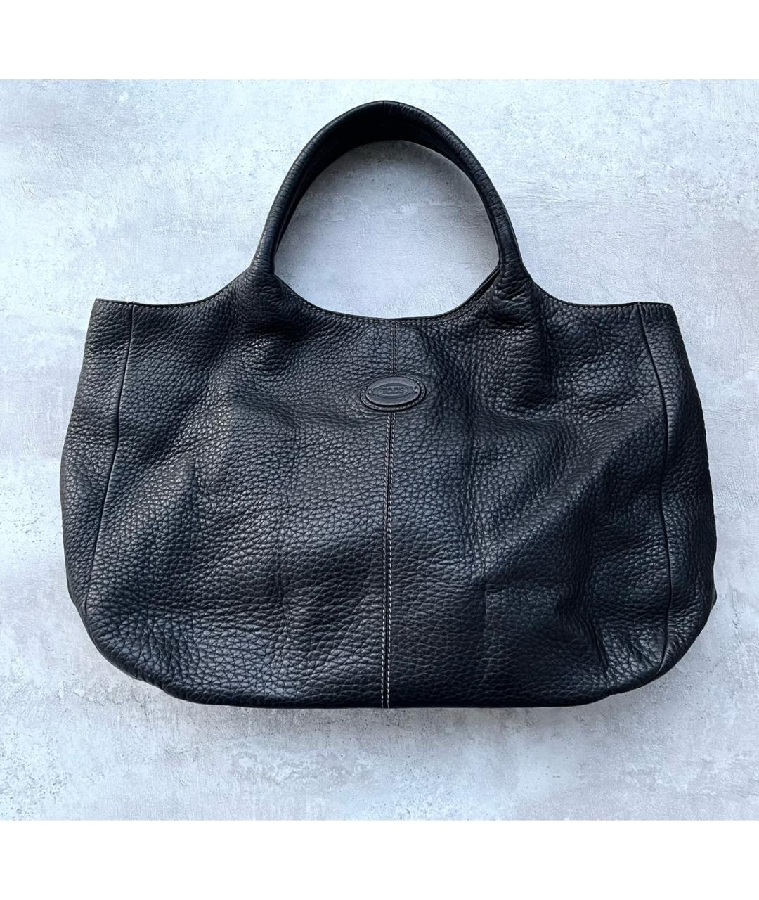 TOD'S Темно-синяя кожаная сумка с короткими ручками, фото 9