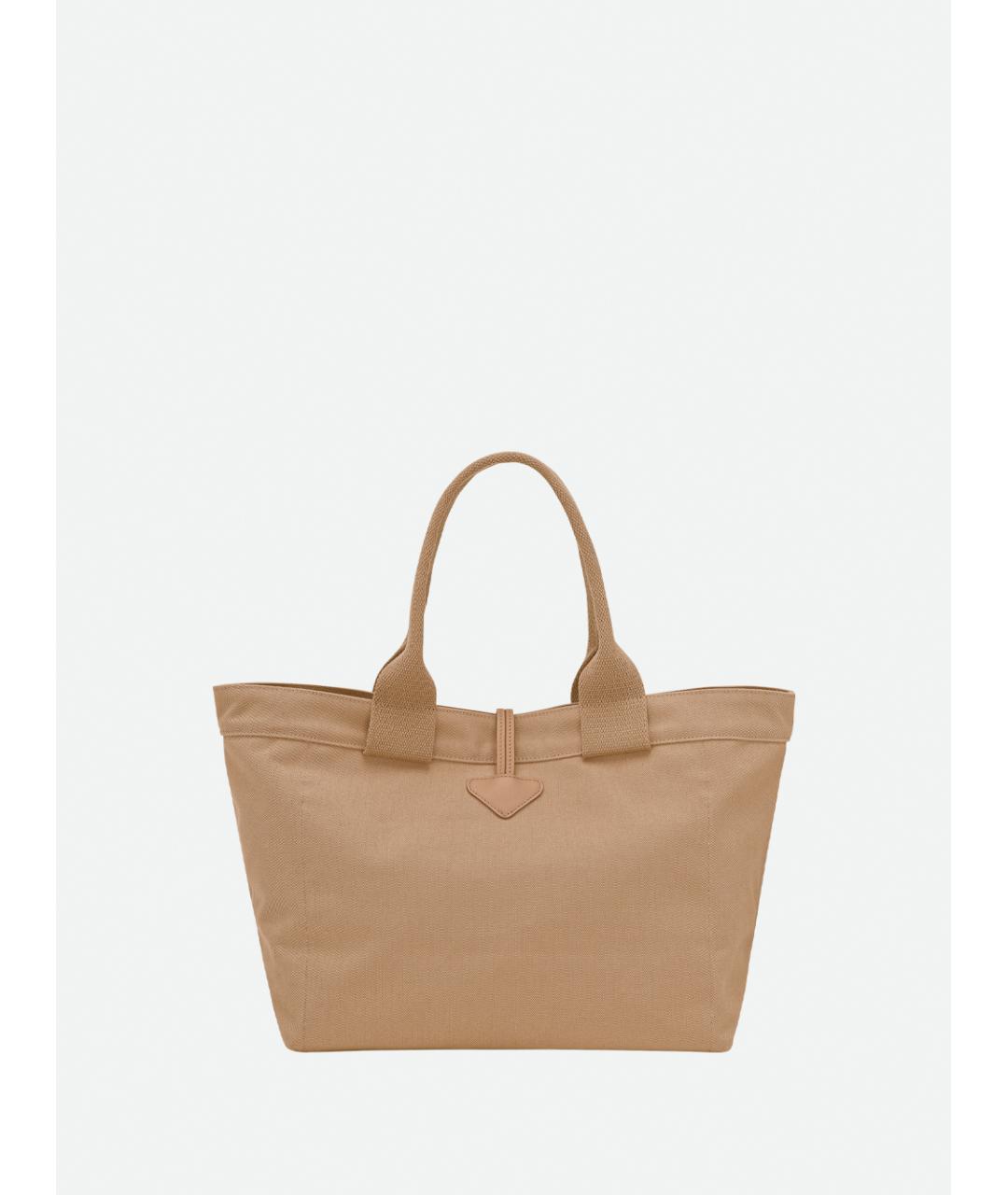 LONGCHAMP Бежевая хлопковая сумка тоут, фото 2