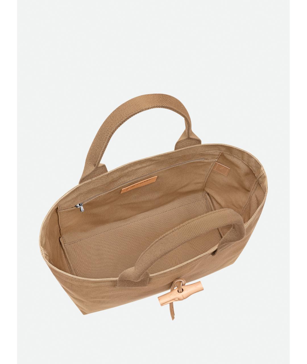 LONGCHAMP Бежевая хлопковая сумка тоут, фото 4