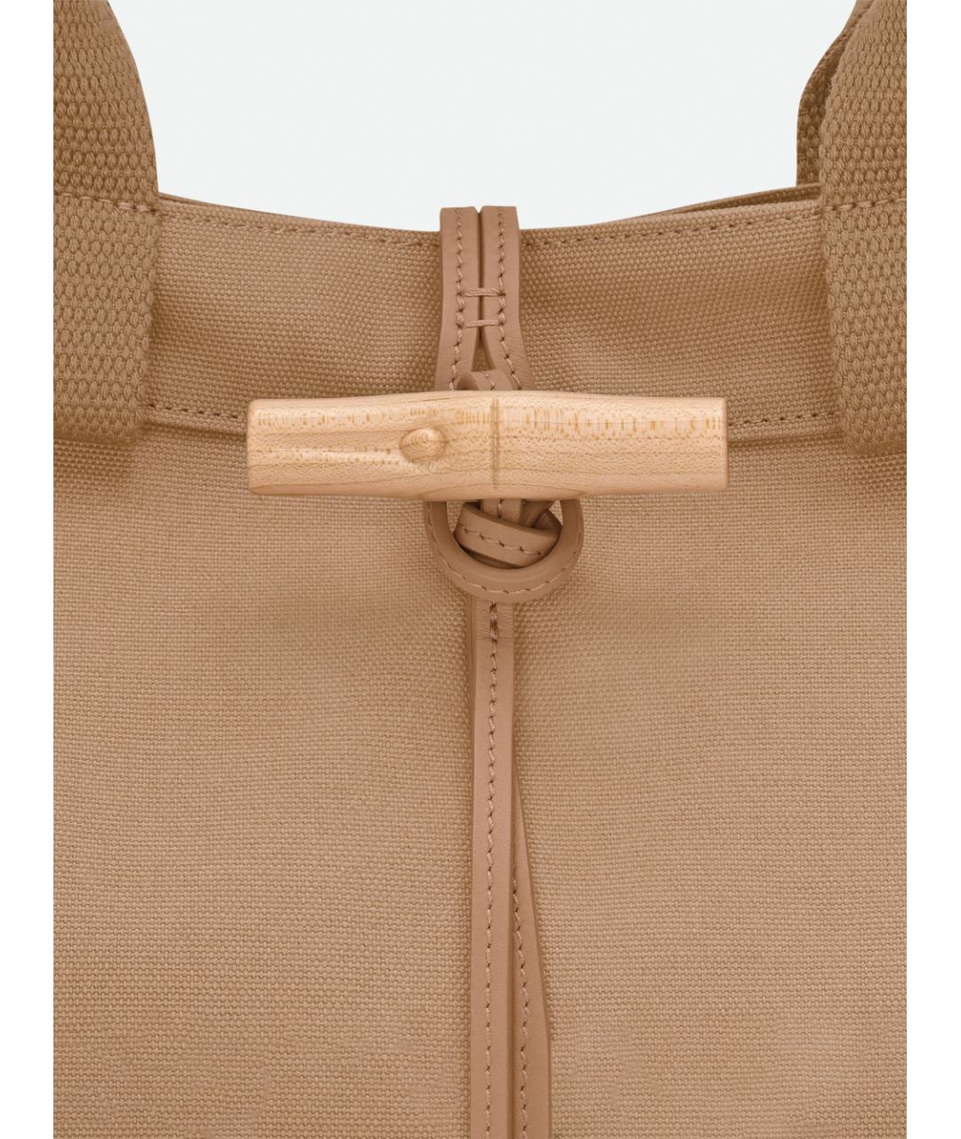LONGCHAMP Бежевая хлопковая сумка тоут, фото 5