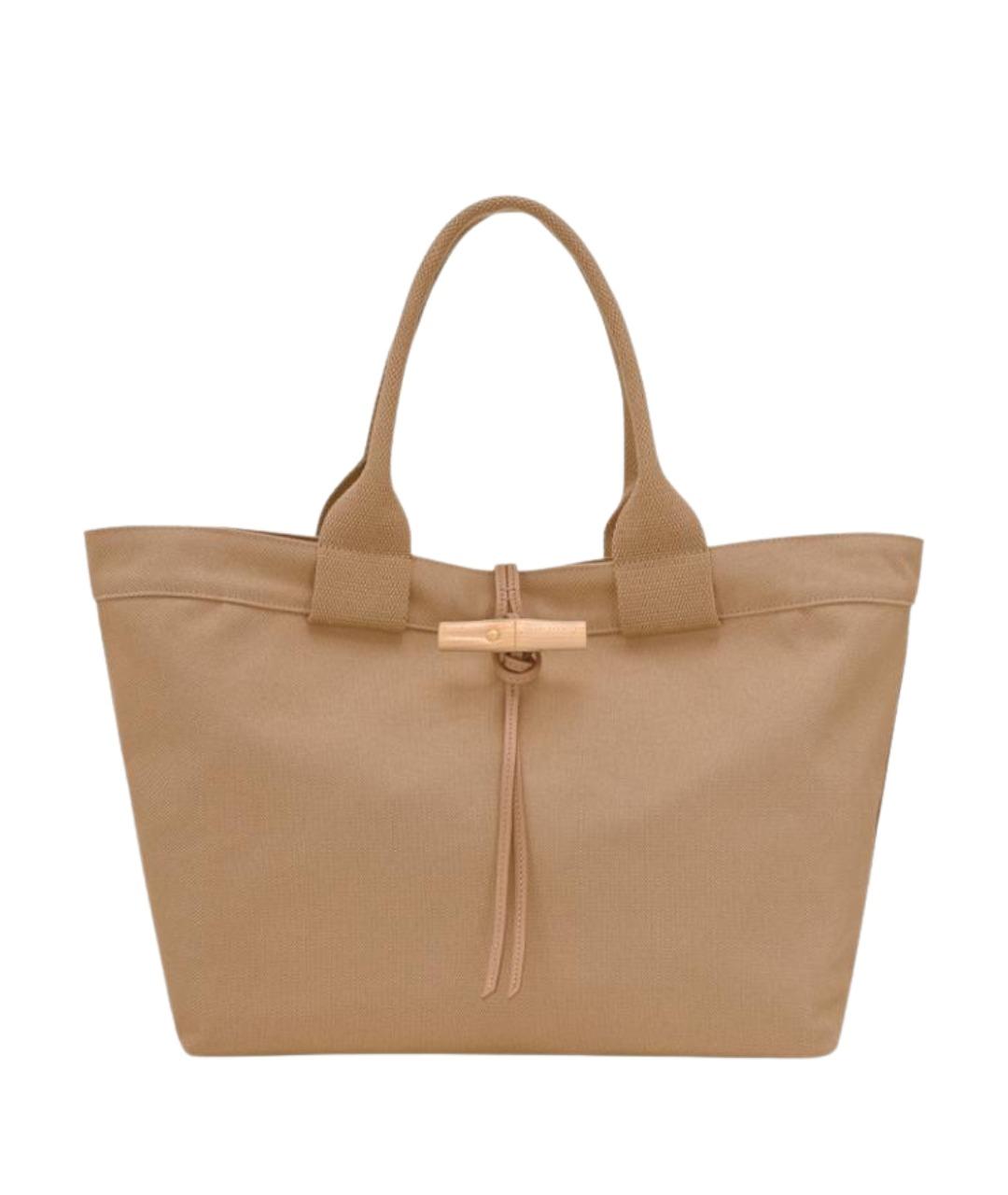 LONGCHAMP Бежевая хлопковая сумка тоут, фото 1