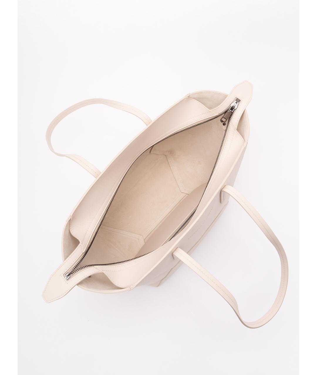 BRUNELLO CUCINELLI Бежевая кожаная сумка тоут, фото 6