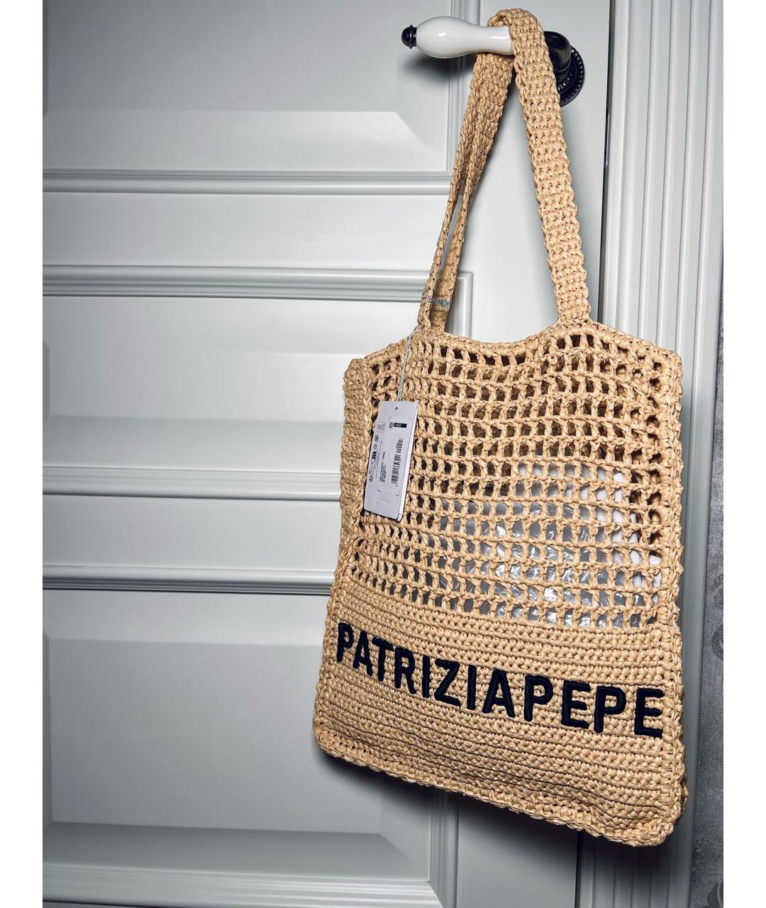 PATRIZIA PEPE Бежевая пляжная сумка, фото 2