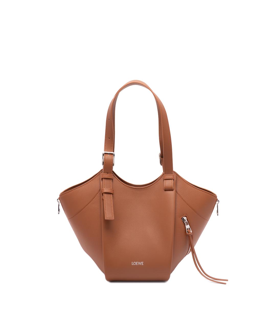 LOEWE Коричневая кожаная сумка через плечо, фото 1