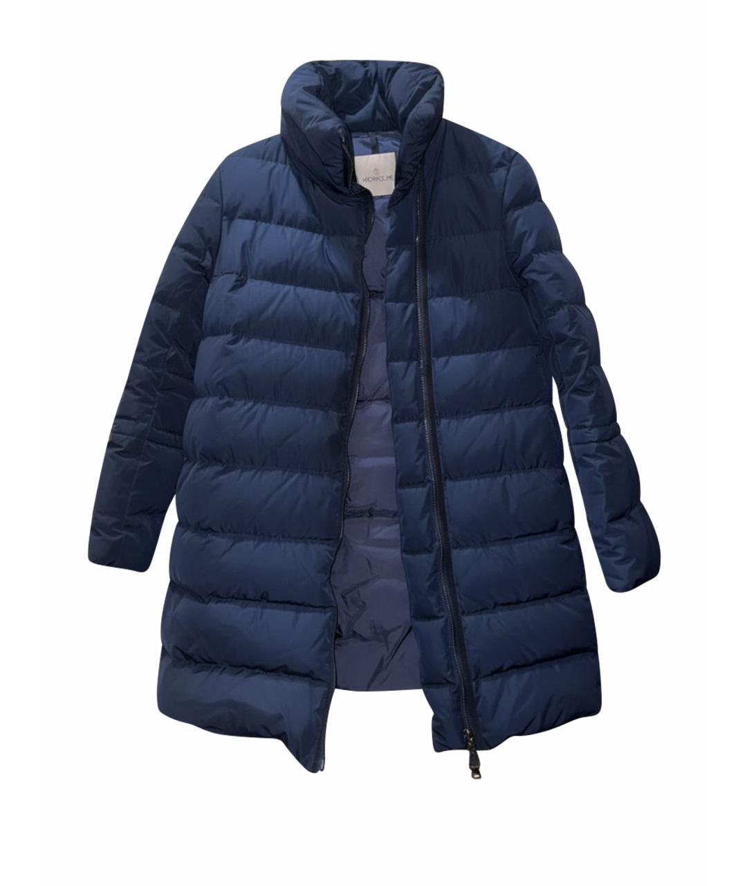 MONCLER Темно-синий полиамидовый пуховик, фото 1