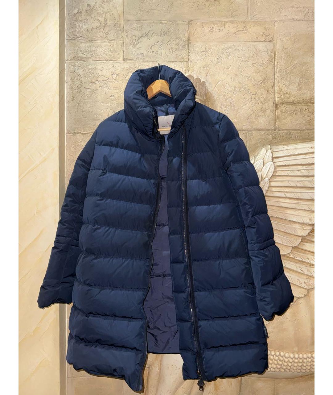 MONCLER Темно-синий полиамидовый пуховик, фото 7