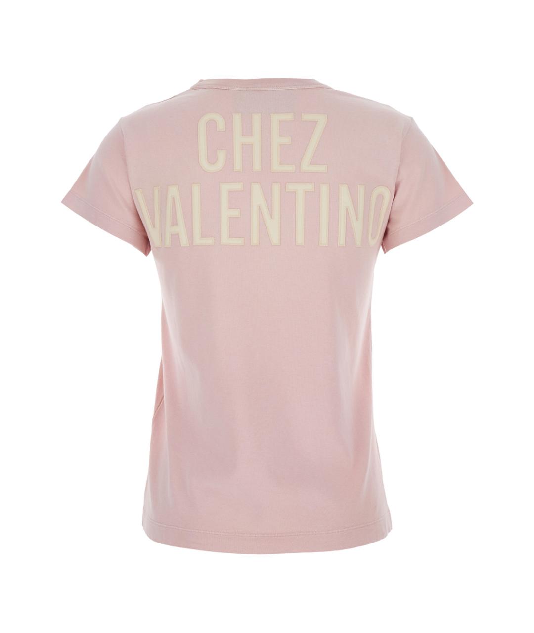 VALENTINO Розовая хлопковая футболка, фото 2