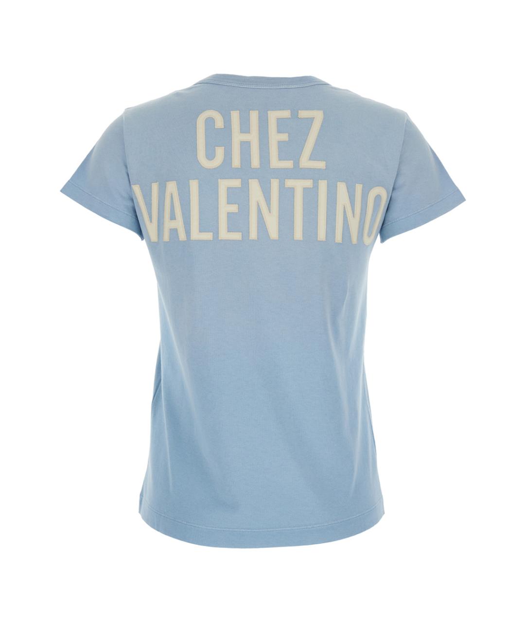 VALENTINO Голубая хлопковая футболка, фото 2