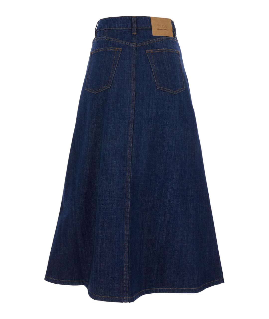 Ami Paris Синяя хлопковая юбка миди, фото 2