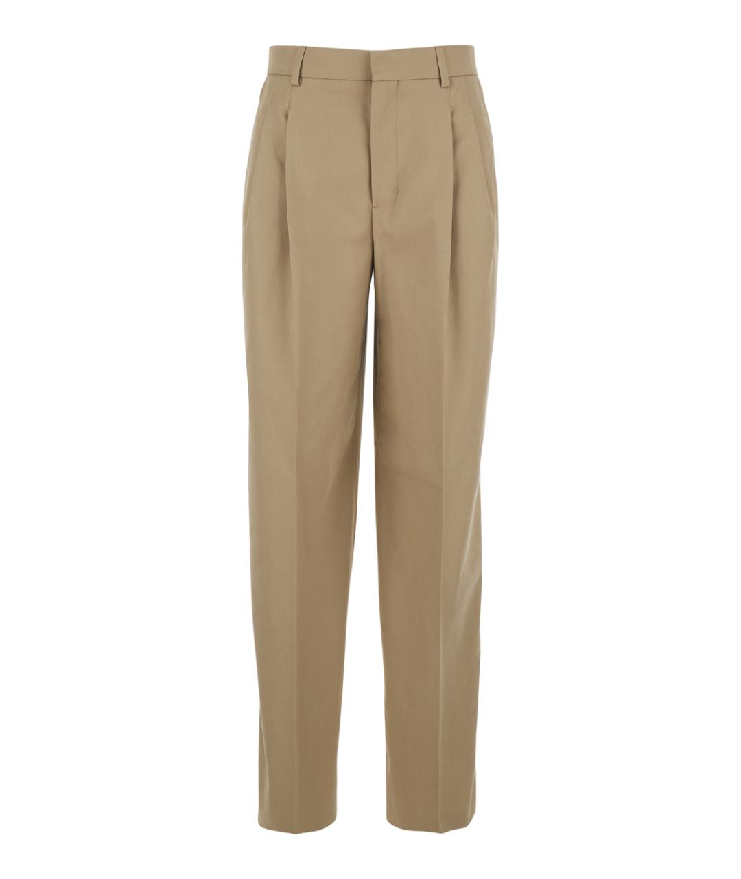 Ami Paris Бежевые хлопковые прямые брюки, фото 1