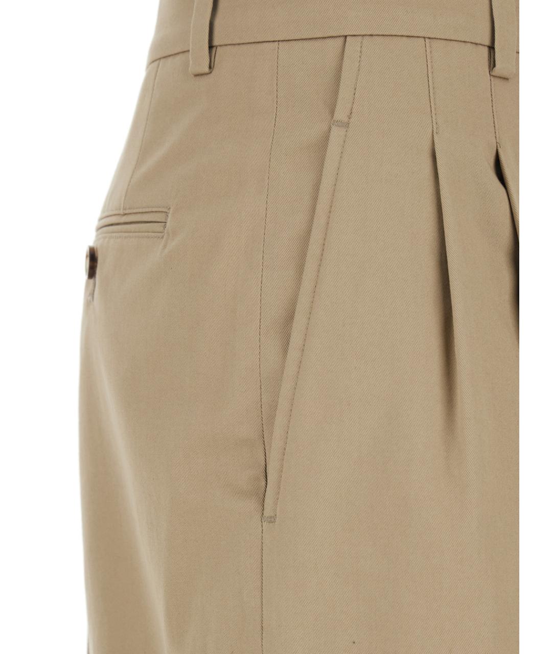 Ami Paris Бежевые хлопковые прямые брюки, фото 3