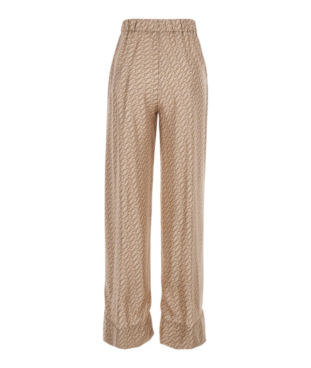 HERNO Бежевые шелковые прямые брюки, фото 2