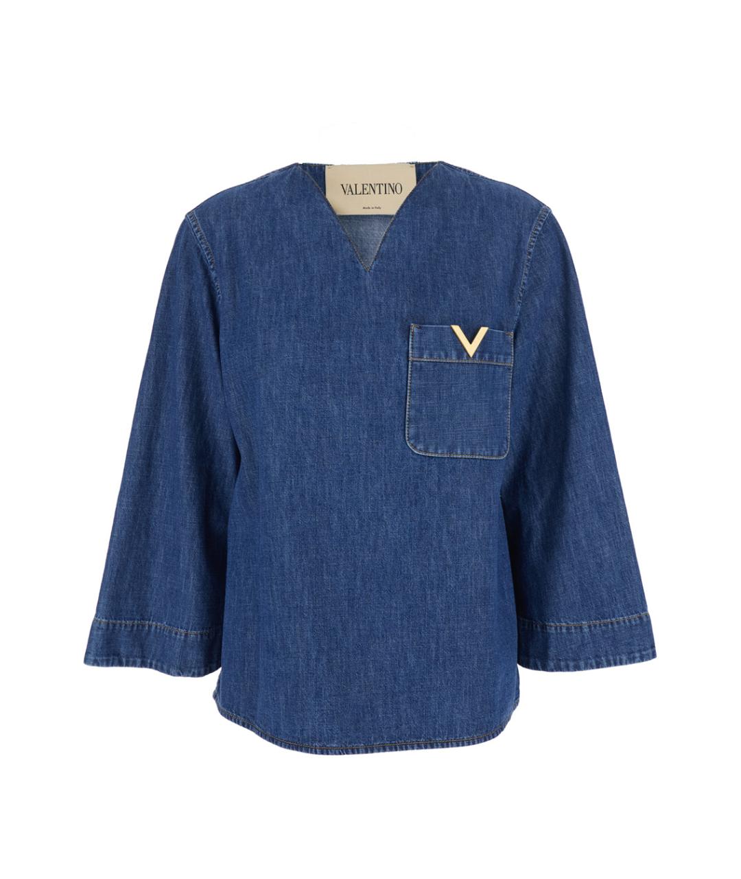 VALENTINO Синяя хлопковая блузы, фото 1