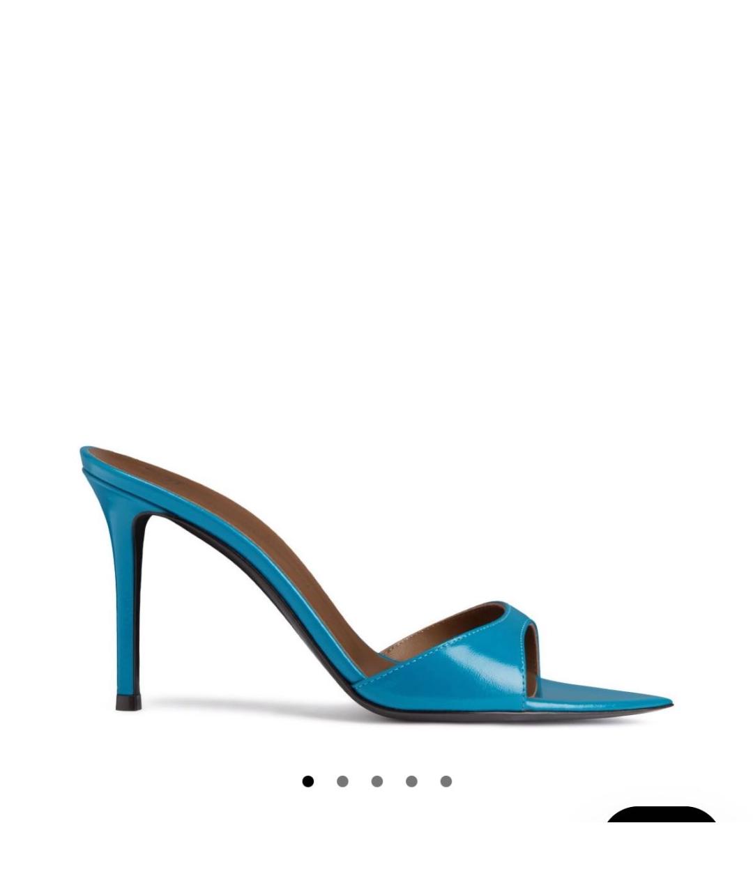 GIUSEPPE ZANOTTI DESIGN Голубые кожаные босоножки, фото 5