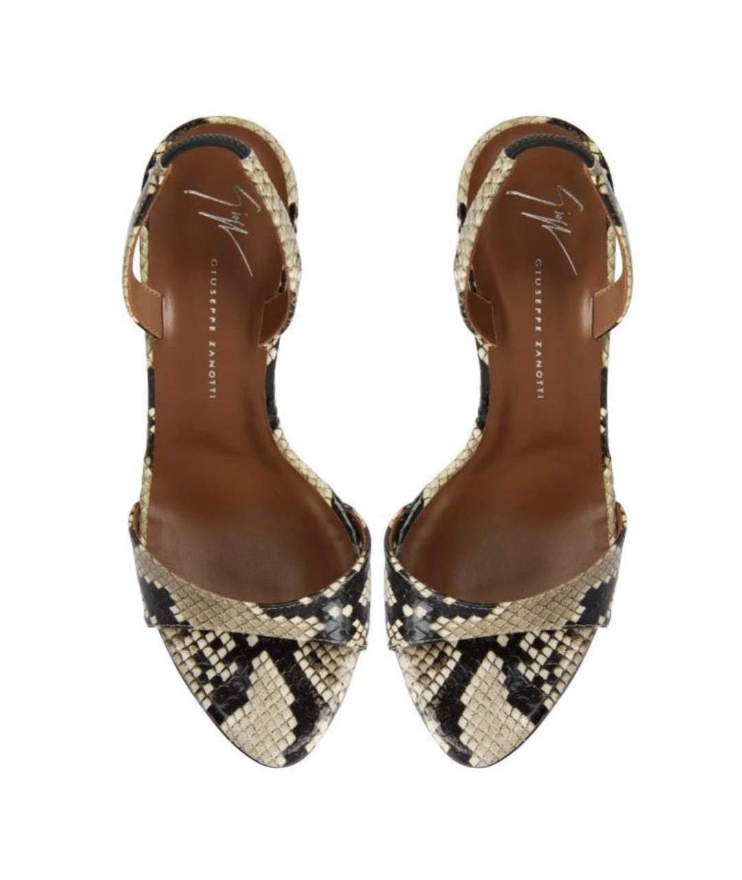 GIUSEPPE ZANOTTI DESIGN Коричневые кожаные босоножки, фото 4