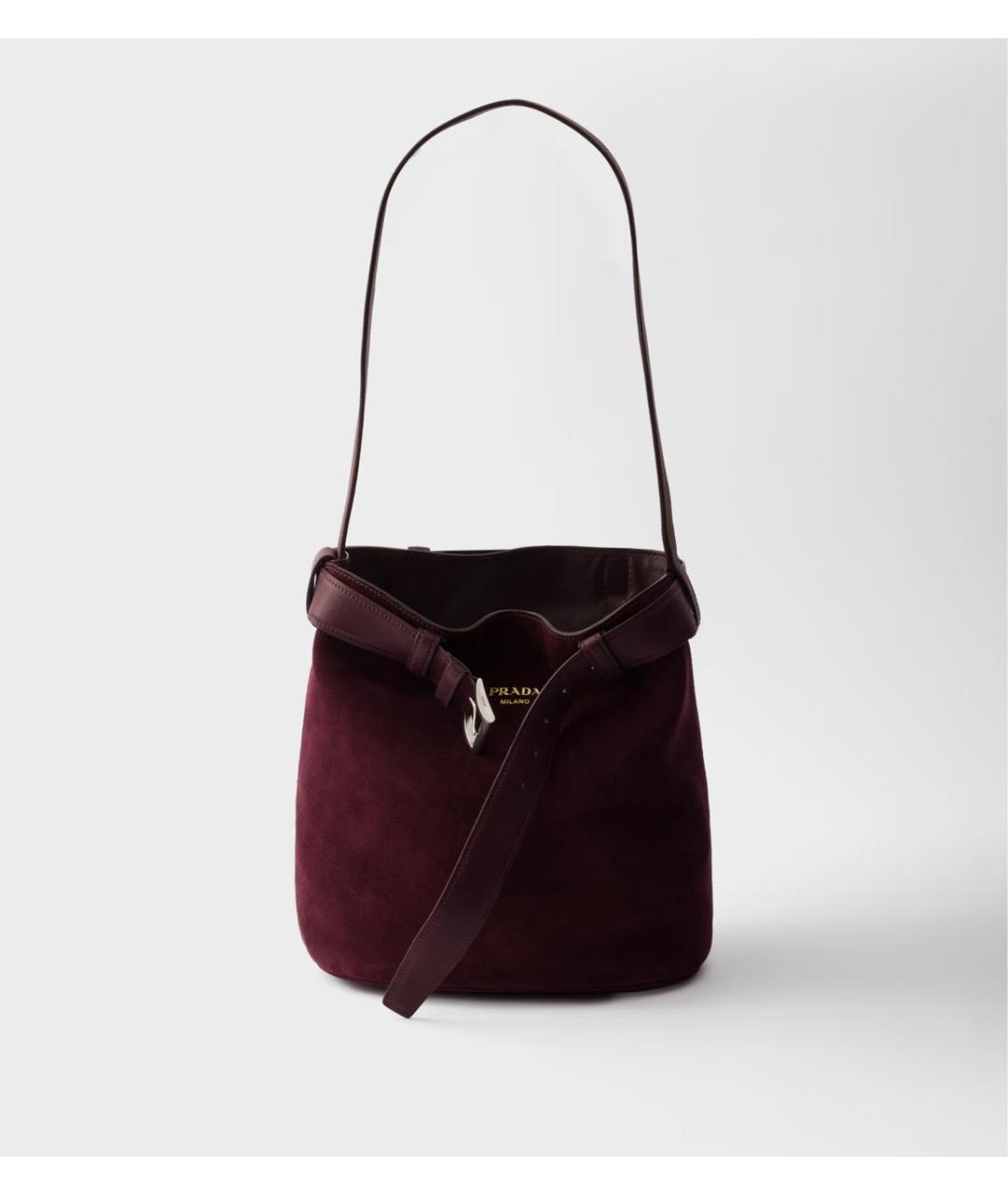 PRADA Бордовая замшевая сумка через плечо, фото 6