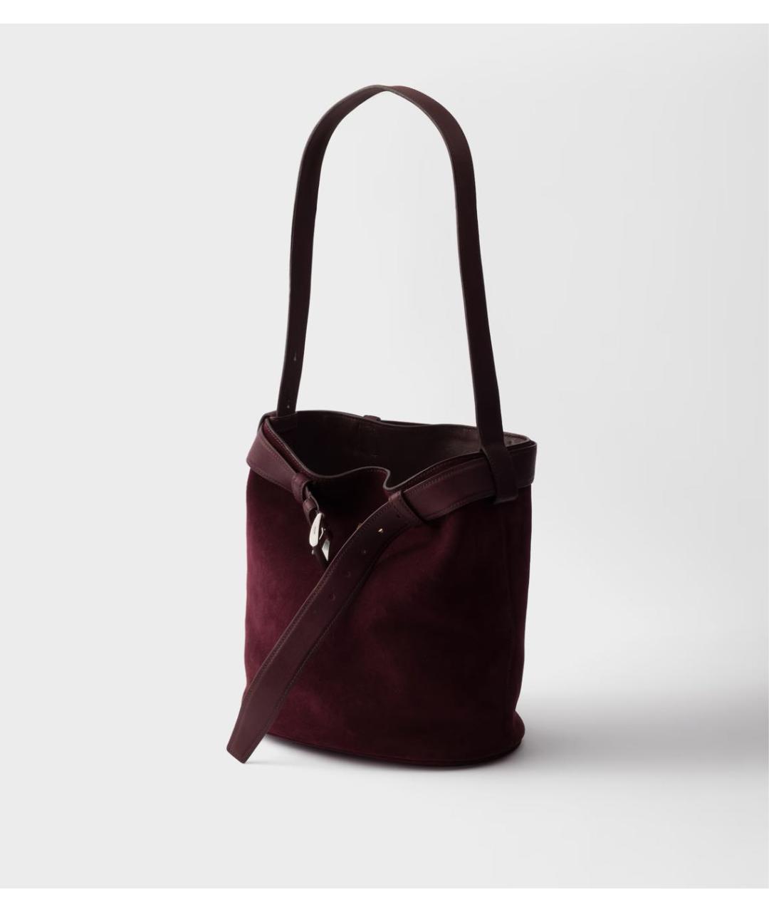 PRADA Бордовая замшевая сумка через плечо, фото 3
