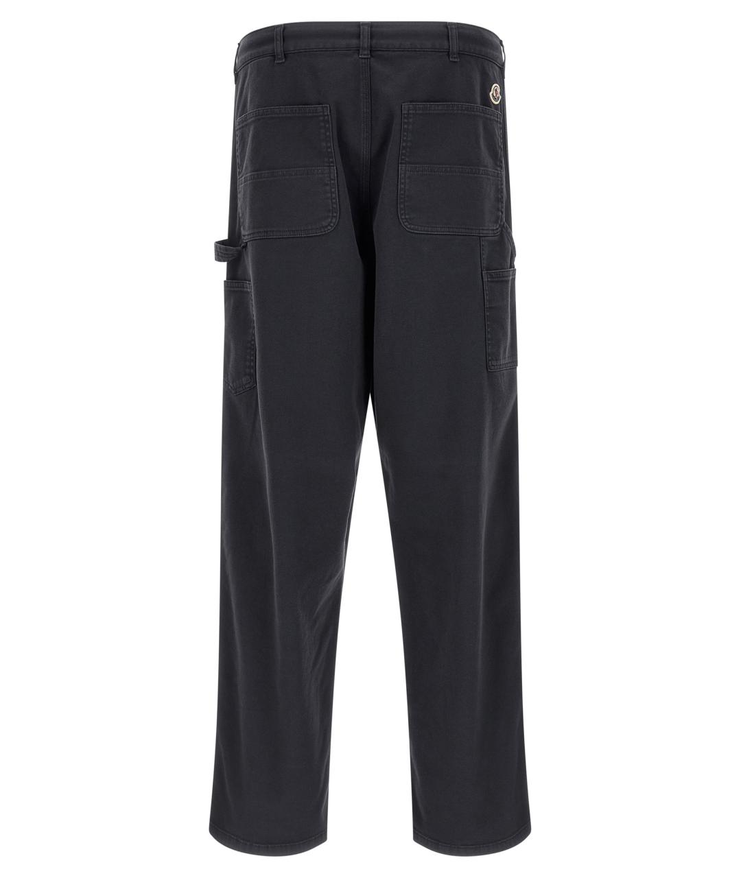 MONCLER Темно-синие хлопковые повседневные брюки, фото 2