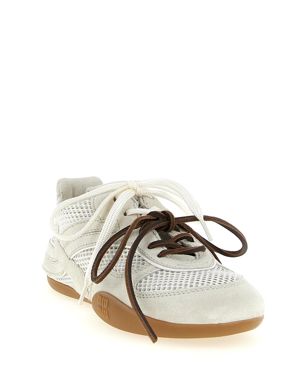 MIU MIU Белые текстильные кроссовки, фото 2