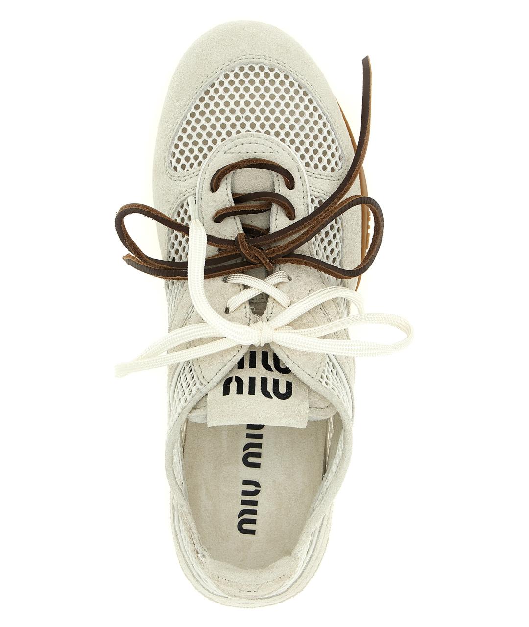 MIU MIU Белые текстильные кроссовки, фото 4