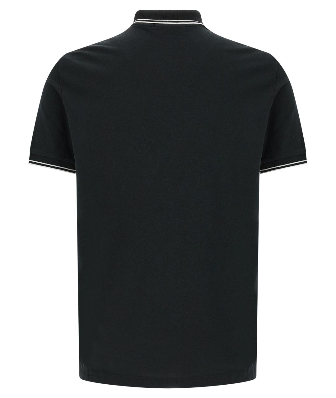 STONE ISLAND Черное хлопковое поло с коротким рукавом, фото 2