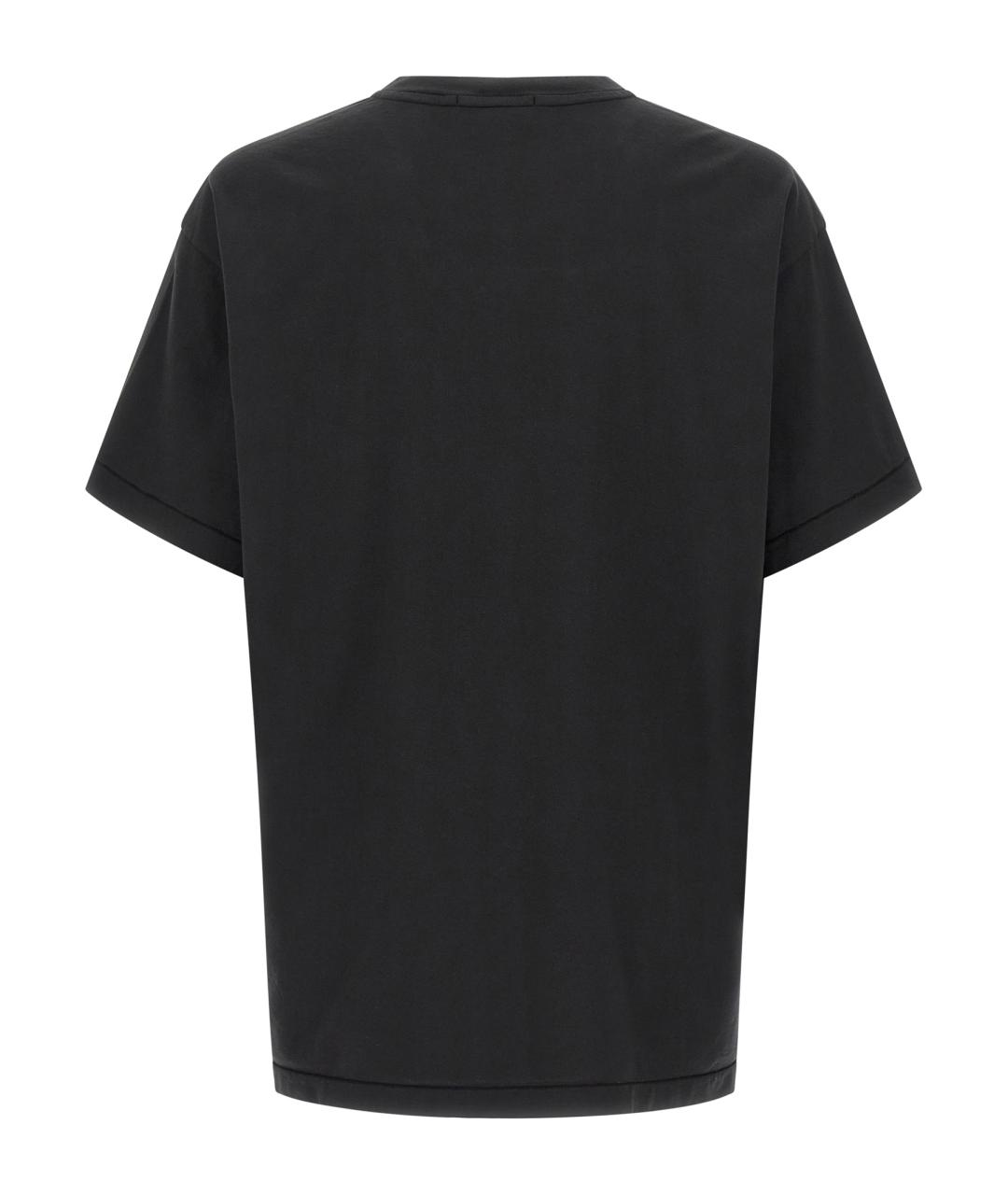 STONE ISLAND Черная хлопковая футболка, фото 2