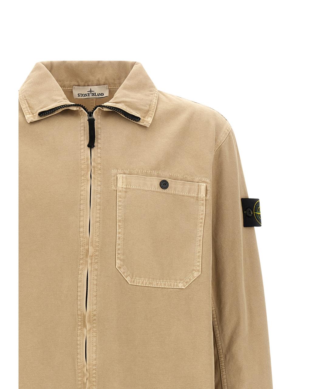 STONE ISLAND Бежевая хлопковая кэжуал рубашка, фото 3