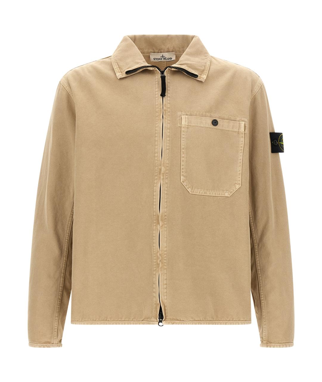 STONE ISLAND Бежевая хлопковая кэжуал рубашка, фото 1