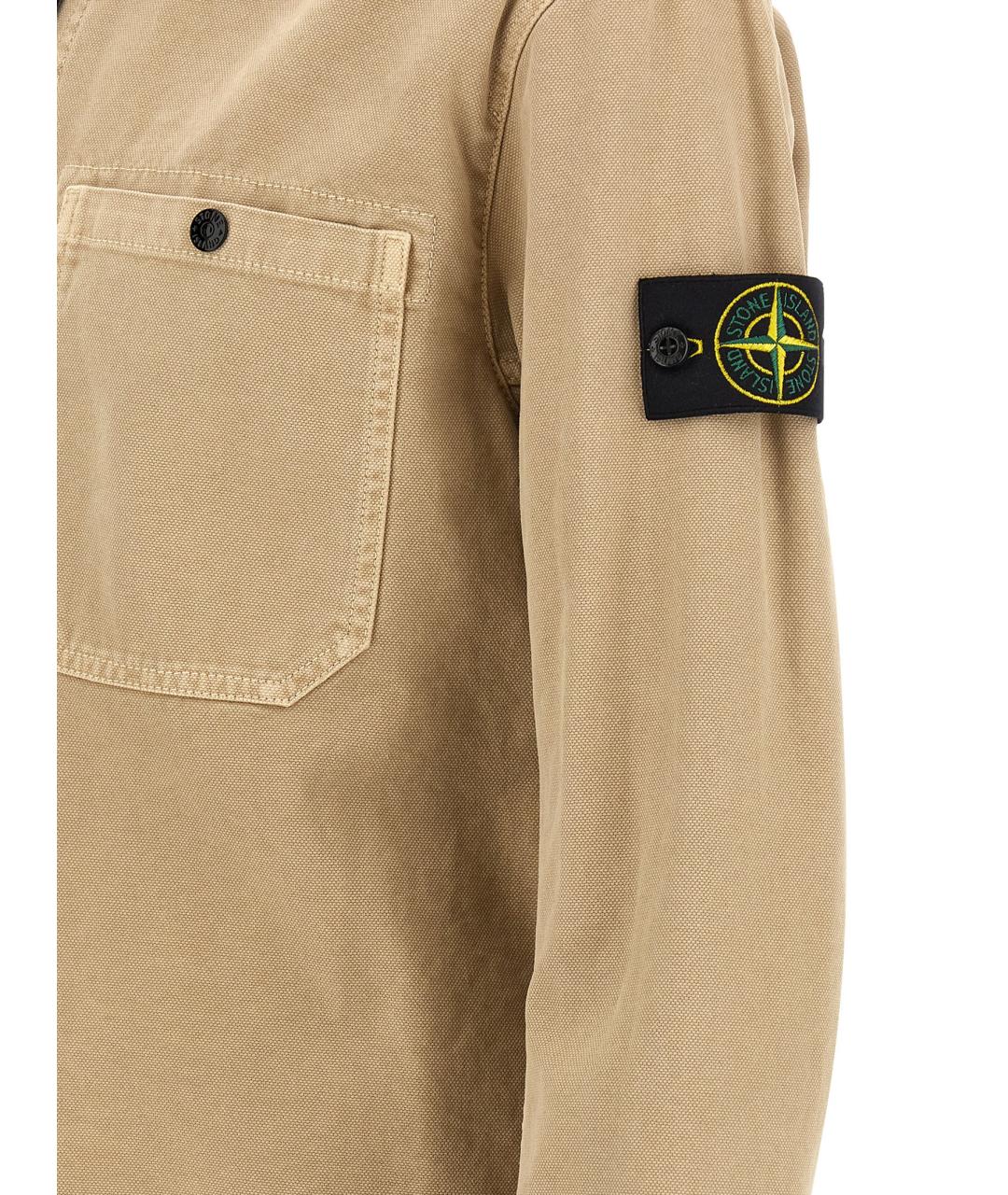 STONE ISLAND Бежевая хлопковая кэжуал рубашка, фото 4
