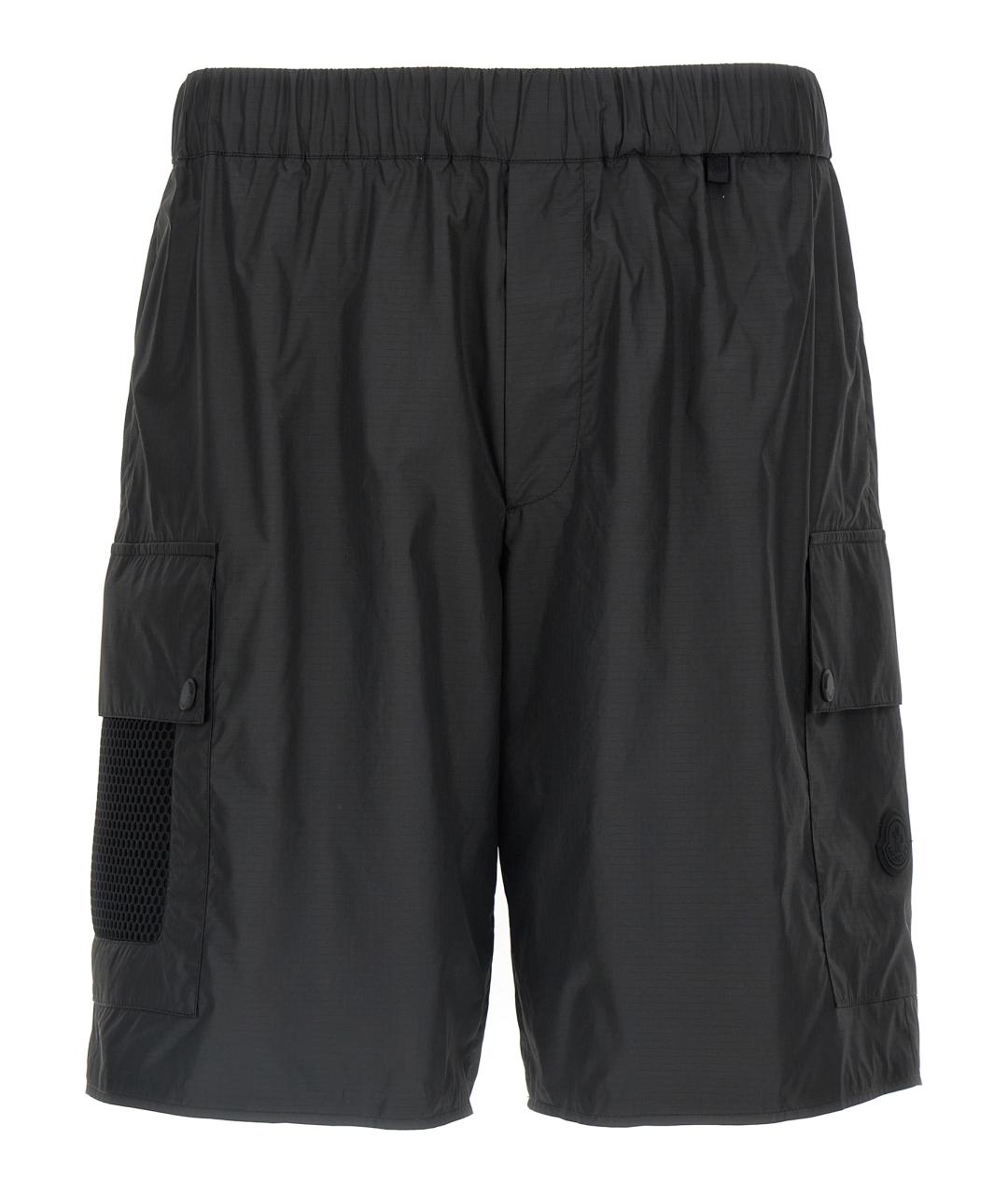 MONCLER Черные полиэстеровые шорты, фото 1